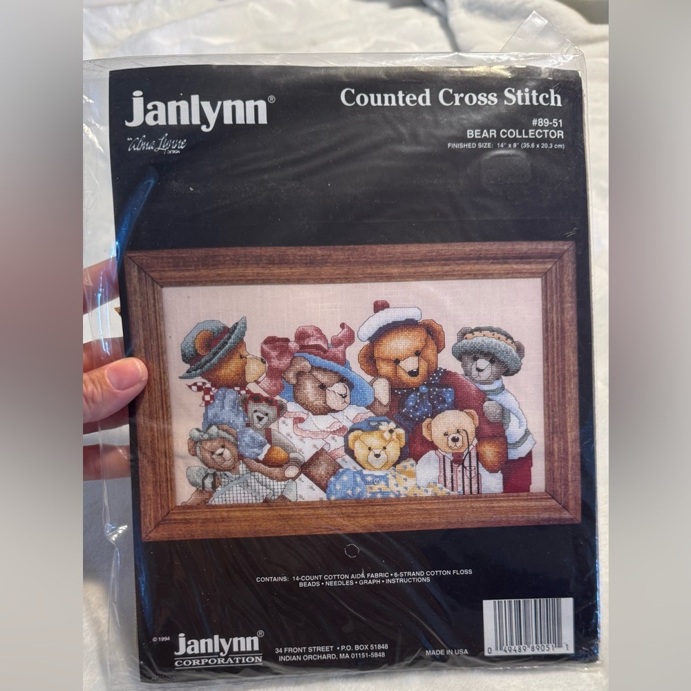 Janlynn Teddy Bear Cross Stitch Kit 14x8